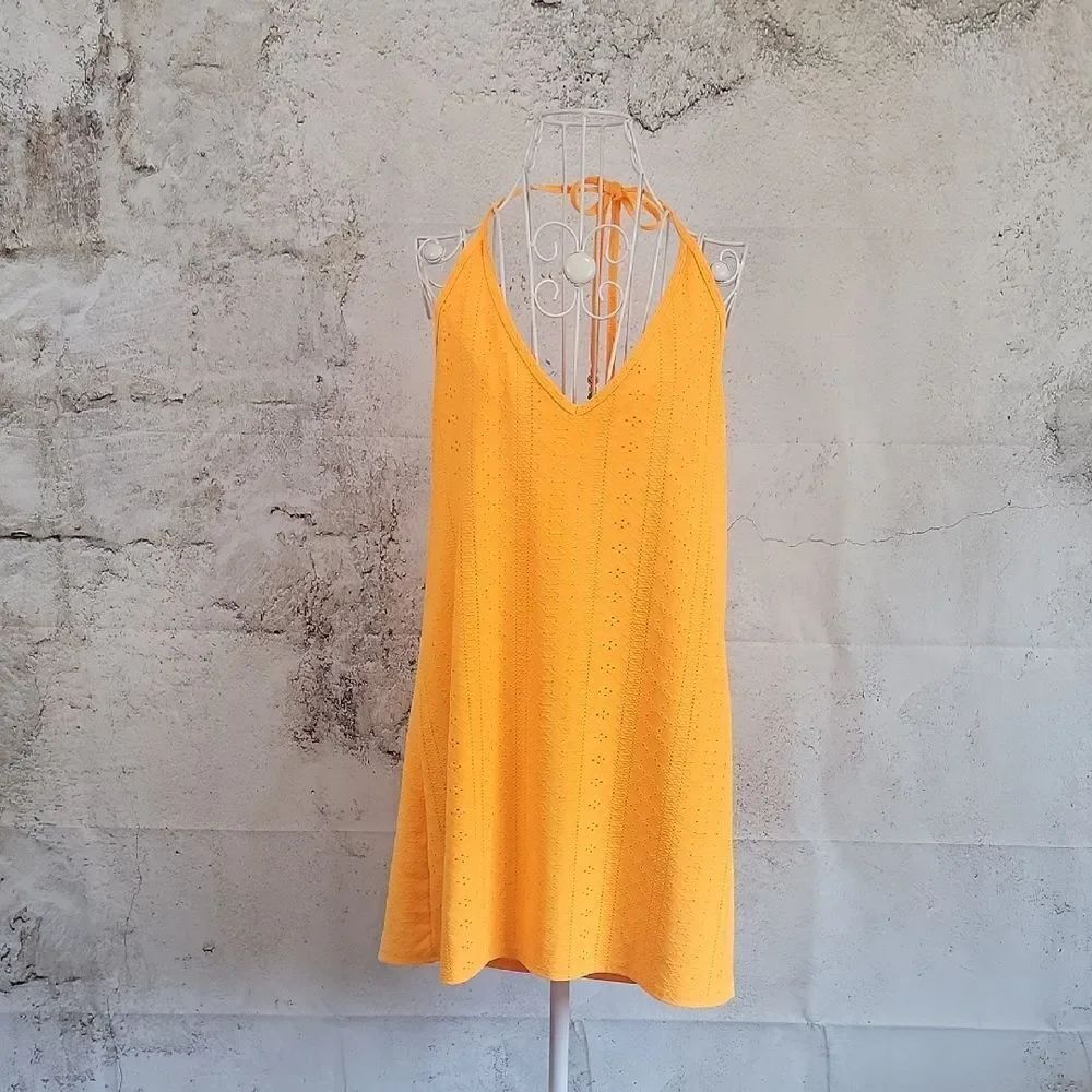 Wild Fable Halter Dress/Cover-Up In Vibrant Yellow Womens Size L(runs Small)